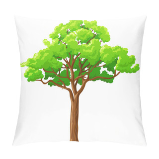 Personality  Cartoon Green Tree Isolated On White. Pillow Covers