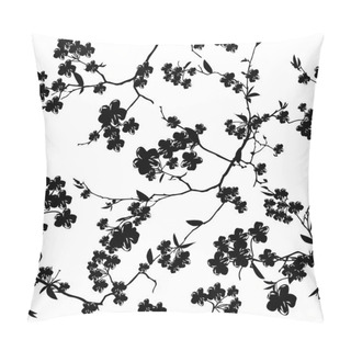 Personality  Black And White Sakura Seamless Pattern, EPS10 File Pillow Covers