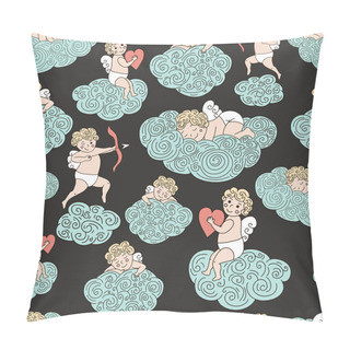 Personality  Cute Pattern With Angels On Clouds. HAnd Drawn Sleeping Angel, Angel With Heart And With Bow And Arrow. Perfect For Baby Textile, Wrapping Paper, Wallpaper, Etc Pillow Covers