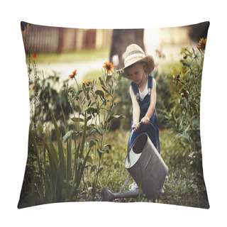 Personality  Little Boy With Watering Can In Summer Park Pillow Covers