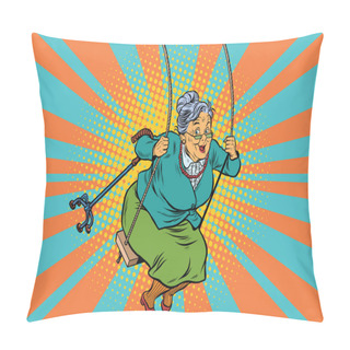 Personality  Old Woman Swinging On A Baby Swing Pillow Covers