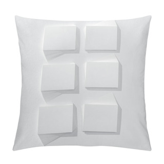 Personality  Top View Of Empty And Blank Cards On White Background  Pillow Covers