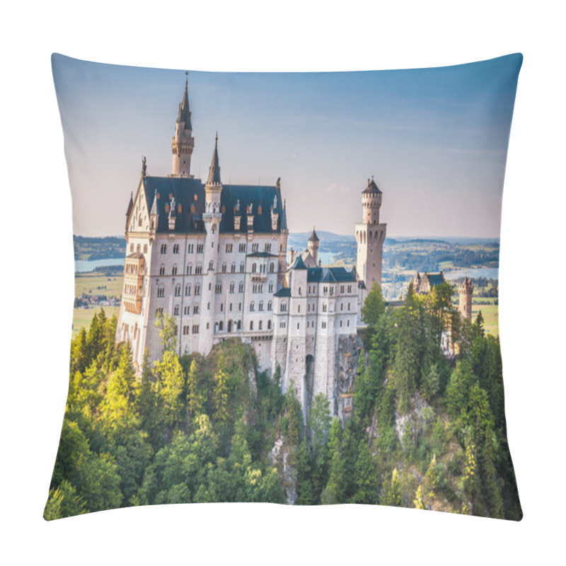 Personality  World-famous Neuschwanstein Castle in beautiful evening light, Bavaria, Germany pillow covers