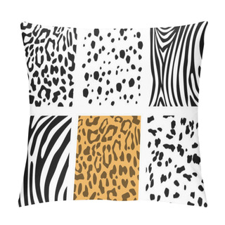 Personality  Set Of Animal Skin Textures. Dalmatian, Leopard And Zebra Pattern Print Texture Square. Pillow Covers