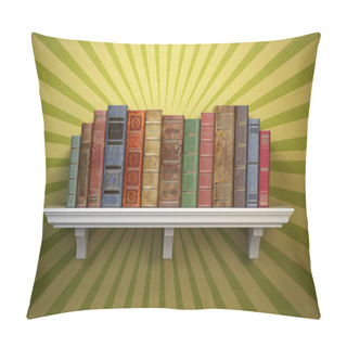 Personality  Old Vintage Books On Shelf. Classic Literature And Education Vintage Concept. 3d Illustration Pillow Covers