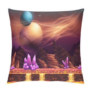 Personality  Illustration Of A Fantastic Landscape - The Red Planet Pillow Covers