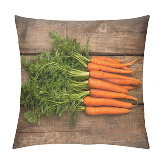 Personality  Bunch Of Fresh Carrots Over Wooden Background Pillow Covers