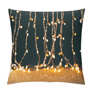 Personality  Sparkling Sequins And Garland Light, Christmas Concept Pillow Covers