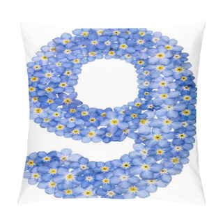 Personality  Arabic Numeral 9, Nine, From Blue Forget-me-not Flowers Pillow Covers