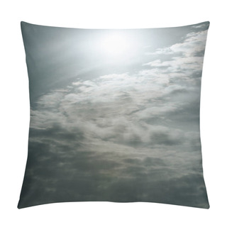 Personality  Beautiful White Clouds With Sunlight At Grey Sky Pillow Covers
