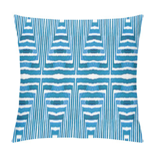 Personality  Blue Seamless Border Scroll. Geometric Watercolor  Pillow Covers