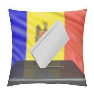 Personality  Ballot Box With Moldavian Flag On Background  Pillow Covers