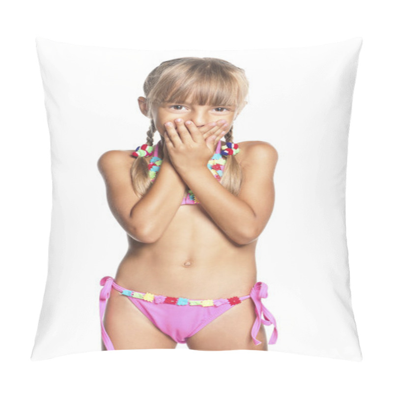 Personality  Little girl in swimsuit pillow covers