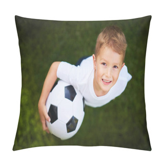 Personality  Little Boy Practising Soccer Outdoors Pillow Covers