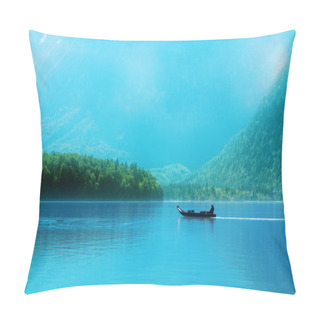 Personality  Small Boat On A Lake In The Alps Pillow Covers