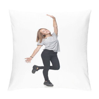 Personality  Teen Girl Showing Thumb Up Sign Pillow Covers