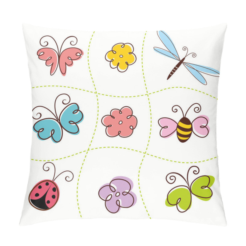 Personality  Set of flowers and butterflies. pillow covers