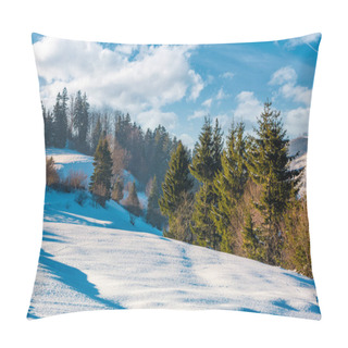 Personality  Spruce Trees On A Snowy Mountain Slope Pillow Covers