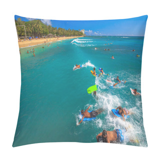 Personality  Bodyboarding Waikiki Beach Pillow Covers