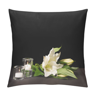 Personality  Lily, Candles On Black Background, Funeral Concept Pillow Covers
