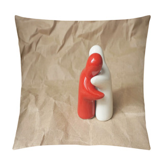 Personality  A Symbolic Representation Of Hugged People On The Background Of Natural Paper And Free Copy Space Pillow Covers