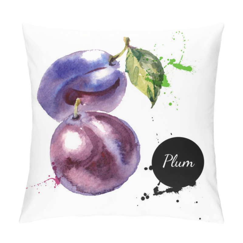Personality  Hand drawn watercolor painting fruit plums pillow covers