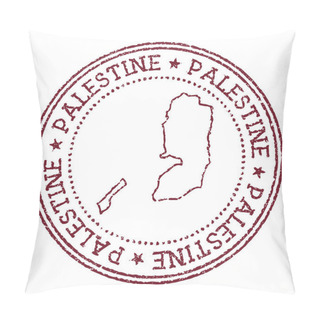 Personality  Palestine Round Rubber Stamp With Country Map Vintage Red Passport Stamp With Circular Text And Pillow Covers