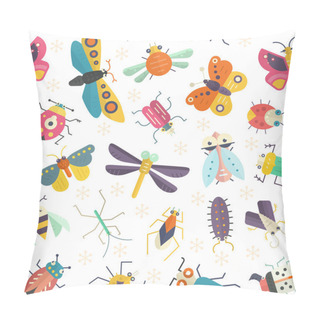 Personality  Geometric Pattern With Bugs And Insects Pillow Covers