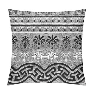 Personality  Stone Textured Greek Border Seamless Pattern. Abstract Vector Mo Pillow Covers