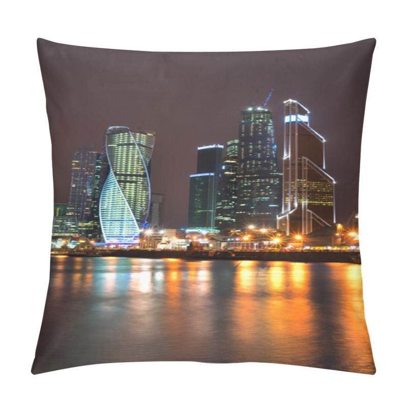 Personality  Beautiful Night View Skyscrapers International Business Center From The Moskow River Pillow Covers