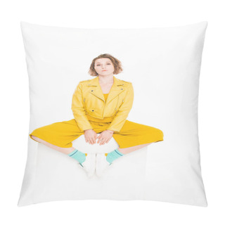 Personality  Young Girl Dressed In All Yellow Pillow Covers
