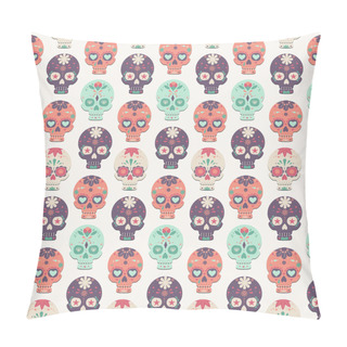 Personality  Seamless Pattern With Colorful Skulls Pillow Covers