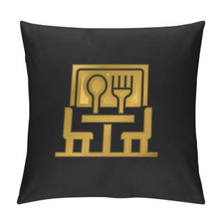 Personality  Bistro Gold Plated Metalic Icon Or Logo Vector Pillow Covers