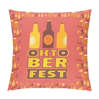 Personality  Oktoberfest Hand Drawn Flat Color Vector Lettering Pillow Covers