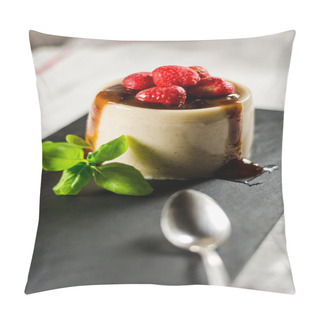 Personality  Strawberry Pannacotta On Dessert Plate Pillow Covers