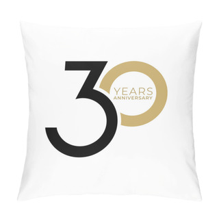 Personality  30 Year Anniversary Logo, Golden Color, Vector Template Design Element For Birthday, Invitation, Wedding, Jubilee And Greeting Card Illustration. Pillow Covers