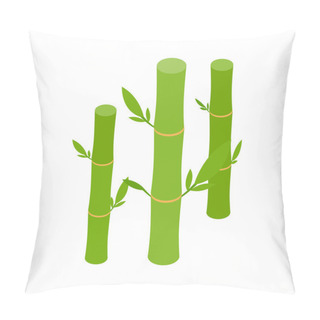 Personality  Green Bamboo Stems Icon, Isometric 3d Style Pillow Covers
