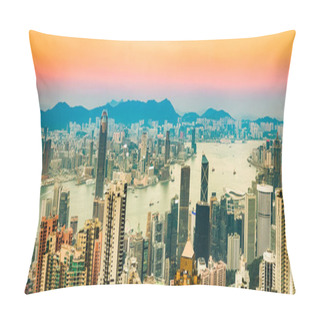 Personality  Hong Kong Skyline At Sunset. View From Victoria Peak. Panorama Pillow Covers