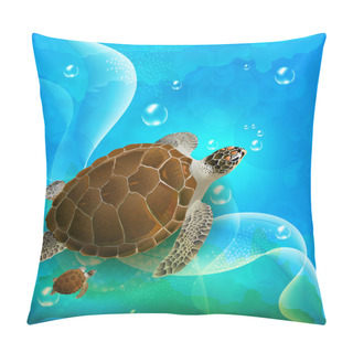 Personality  Turtles Family Swimming In The Ocean Pillow Covers