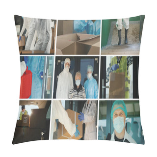 Personality  Work Of People In The Conditions Of Epidemic, Composition Of Several Frames Pillow Covers