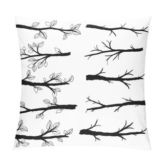 Personality  Branch Silhouettes With Leave Pillow Covers
