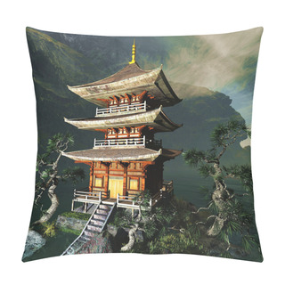 Personality  Zen Buddhist Temple In The Mountains Pillow Covers