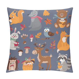 Personality  Set Of Cute Forest Animals In Cartoon Style Pillow Covers