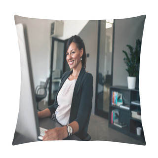 Personality  Portrait Of Charming Administrative Manager In The Office. Pillow Covers