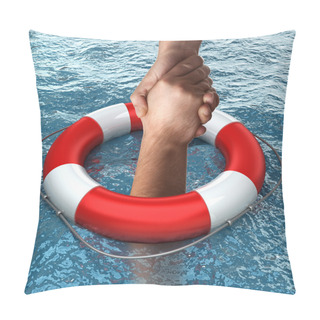 Personality  Red Life Buoy With Hands In The Water Pillow Covers