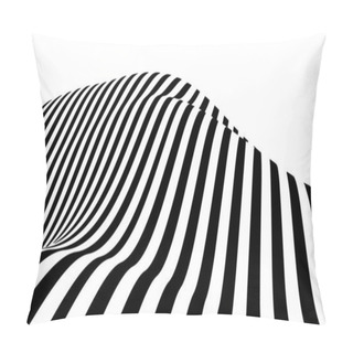 Personality  Optical Illusion Wave. Abstract 3d Black And White Illusions. Horizontal Lines Stripes Pattern Or Background With Wavy Distortion Effect. Pillow Covers