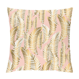 Personality  Pastel Luxury Exotic Seamless Pattern With Palm Leaves Pillow Covers