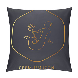 Personality  Aquarius Astrological Sign Symbol Golden Line Premium Logo Or Icon Pillow Covers