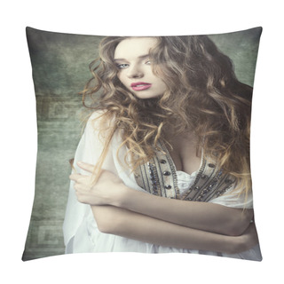Personality  Girl In Antique Fashion Shoot  Pillow Covers