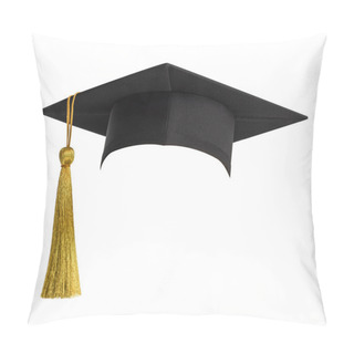 Personality  Graduation Hat, Academic Cap Or Mortarboard In Black Isolated On White Background With Clipping Path For Educational Phd Hat Design Mockup And School Commencement Hat Mock-up Template Pillow Covers